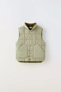 Легкий жилет из контраста ZARA, светло-зеленый