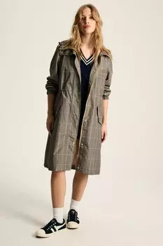 Легко упаковываемый плащ-дождевик с капюшоном Joules, коричневый