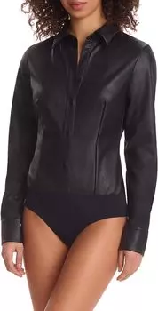 Легкое боди на пуговицах из искусственной кожи FLT400 Commando, черный