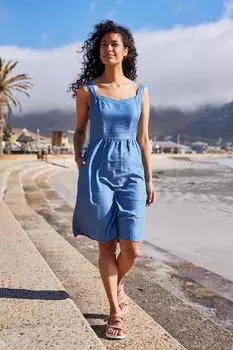 Легкое дышащее повседневное платье из шамбре без рукавов «Летнее время» Mountain Warehouse, синий