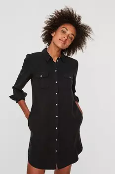 Легкое джинсовое платье-рубашка Vero Moda, черный