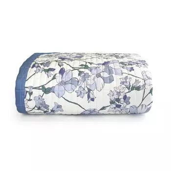 Легкое хлопковое атласное одеяло с цветочным узором - Gemma Lisola, небесно-голубой