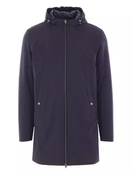 Легкое пальто с капюшоном Herno, синий
