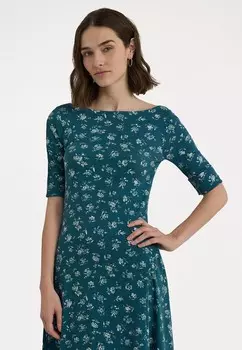 Легкое платье FLORAL STRETCH COTTON MIDI DRESS Ralph Lauren, светло-голубой