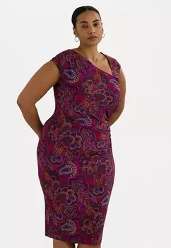 Легкое платье PAISLEY STRETCH JERSEY CAP-SLEEVE DRESS Ralph Lauren, фиолетовый