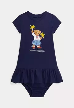 Легкое платье POLO BEAR COTTON TEE DRESS & BLOOMER Ralph Lauren, темно-синий