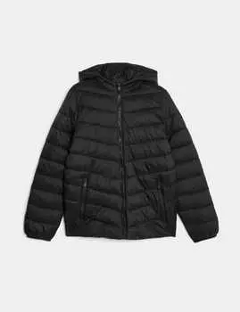 Легкое стеганое пальто с капюшоном Stormwear Marks & Spencer, черный