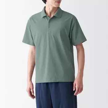 Легкосохнущая рубашка-поло с УФ-обработкой MUJI, дымчато-зеленый