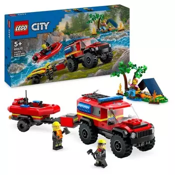 LEGO City, кубики, Внедорожная пожарная машина со спасательной шлюпкой, 60412