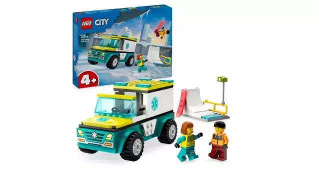 Lego City Набор Машина скорой помощи и сноубордист с игрушечной машинкой