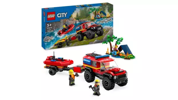 Lego City Внедорожник пожарной службы со спасательной лодкой, игрушка пожарной службы
