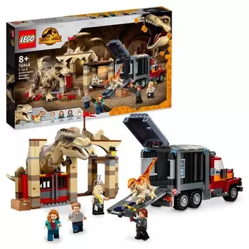 LEGO Jurassic World, блоки, кубики, побег тираннозавра и атроцираптора, 76948