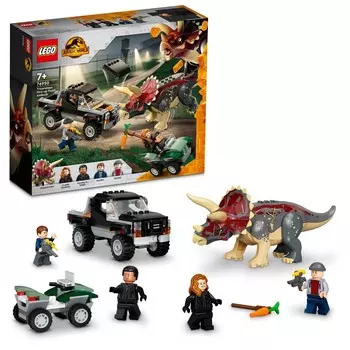LEGO Jurassic World, кубики, Трицератопсы и пикап-засада, 76950