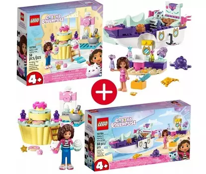 LEGO НАБОР 10785 «Выпечка торта с конфеткой» + 10786 «Габи и спа-лодка «Русалочка»»