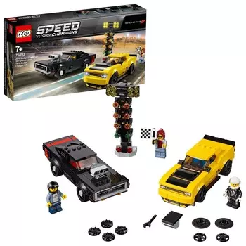 LEGO Speed Champions, блоки, Dodge Challenger SRT Demon 2018 года и Dodge Charger R/T 1970 года, 75893