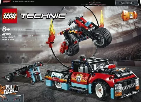 LEGO Technic, блоки, каскадерский фургон и мотоцикл, 42106