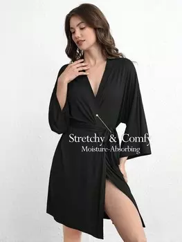 Leisure Мягкий и удобный длинный кардиган с поясом - черный Shein, черный