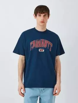 Лекционная хлопчатобумажная футболка с логотипом regular fit с коротким рукавом Carhartt WIP, цвет Ink