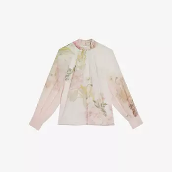Lelyaa тканая блузка с высоким воротником и цветочным принтом Ted Baker, белый