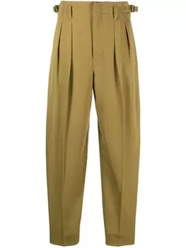 LEMAIRE брюки со складками из вирджинской шерсти, зеленый