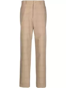 LEMAIRE брюки в клетку с завышенной талией, коричневый