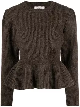 LEMAIRE джемпер в рубчик с баской, коричневый