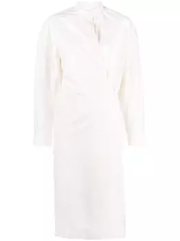 LEMAIRE платье-рубашка длины миди с драпировкой, белый