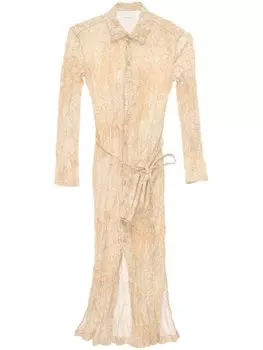 LEMAIRE платье-рубашка с жатым эффектом, серый