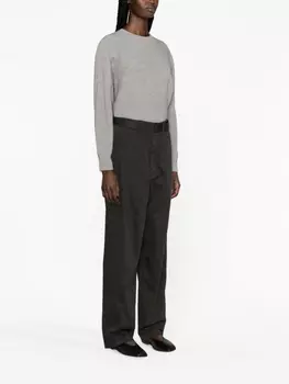 LEMAIRE прямые брюки с поясом, зеленый