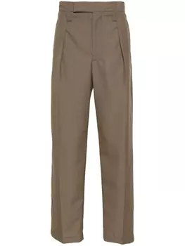 LEMAIRE прямые брюки со складками, коричневый