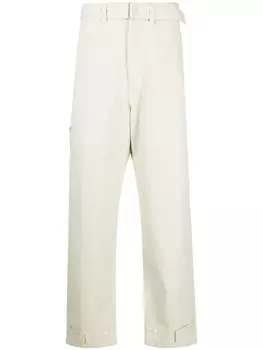 LEMAIRE прямые джинсы с поясом, зеленый