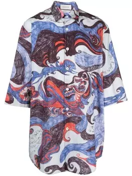 LEMAIRE рубашка Angkasapura с графичным принтом, синий