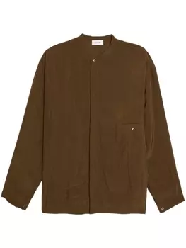 LEMAIRE рубашка свободного кроя с жатым эффектом, коричневый