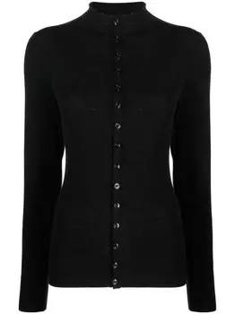 LEMAIRE шерстяной кардиган с высоким воротником, черный