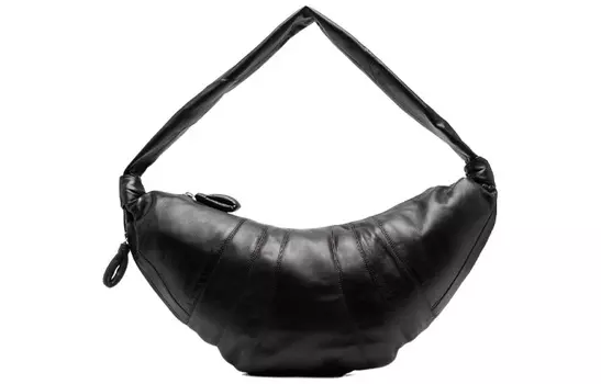 Lemaire Сумка-круассан из овчины серии Croissant, сумка из козьего рога с надписью, сумка на плечо, большого размера, унисекс, черная