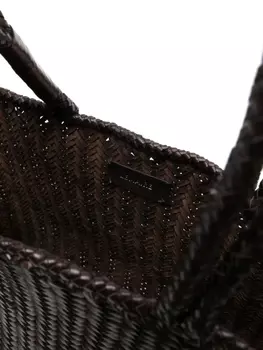 LEMAIRE сумка-тоут из кожи с шевронным узором среднего размера, коричневый