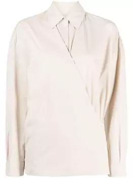 LEMAIRE юбка асимметричного кроя со сборками, нейтральный цвет