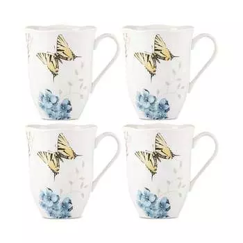 Lenox Butterfly Meadow Hydrangea Набор из 4 кружек, белый