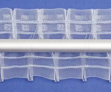 Лента рюша красная 140х145 см в полоску вуаль полупрозрачная штора bandex, прозрачный