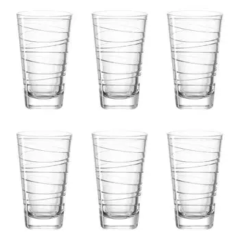 LEONARDO 019450 Чашка для лонг-дринов Vario Struttura, стеклянная, 280 мл, прозрачная (6 шт. в упаковке), прозрачный