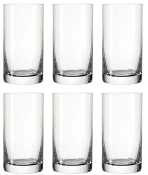 LEONARDO 039612 Чашка для воды Easy+, средняя, стеклянная, 240 мл, высота 12 см, прозрачная (6 шт. в упаковке), прозрачный