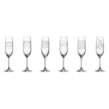 LEONARDO Casella TEQTON Бокал для шампанского с гравировкой слайдов, 190 мл, прозрачный, набор из 6 шт. (6 шт. в упаковке)