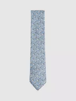 Леонский шелковый геометрический галстук Reiss, цвет Soft Blue Melange
