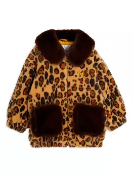 Леопардовая куртка Mini Rodini из искусственного меха, коричневый