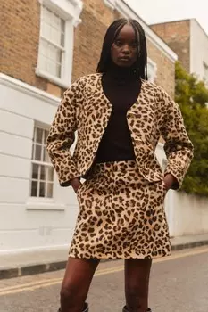 Леопардовая скульптурная куртка кокон River Island, коричневый