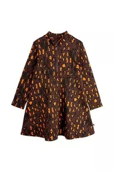 Леопардовое детское платье Mini Rodini, коричневый