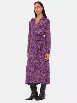 Леопардовое платье миди в крапинку Whistles, розовый/разноцветный