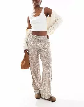 Леопардовые брюки-карго Cotton On 90s haven с широкими штанинами и льняным эффектом Cotton:On