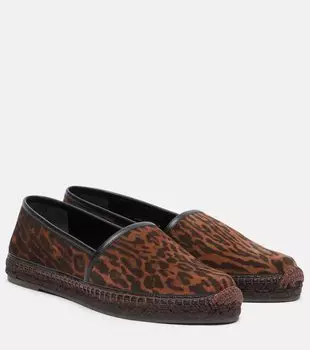 Леопардовые замшевые эспадрильи Tom Ford, Brown/Dark Brown + Black