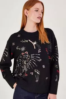 Леопардовый джемпер Monsoon, черный